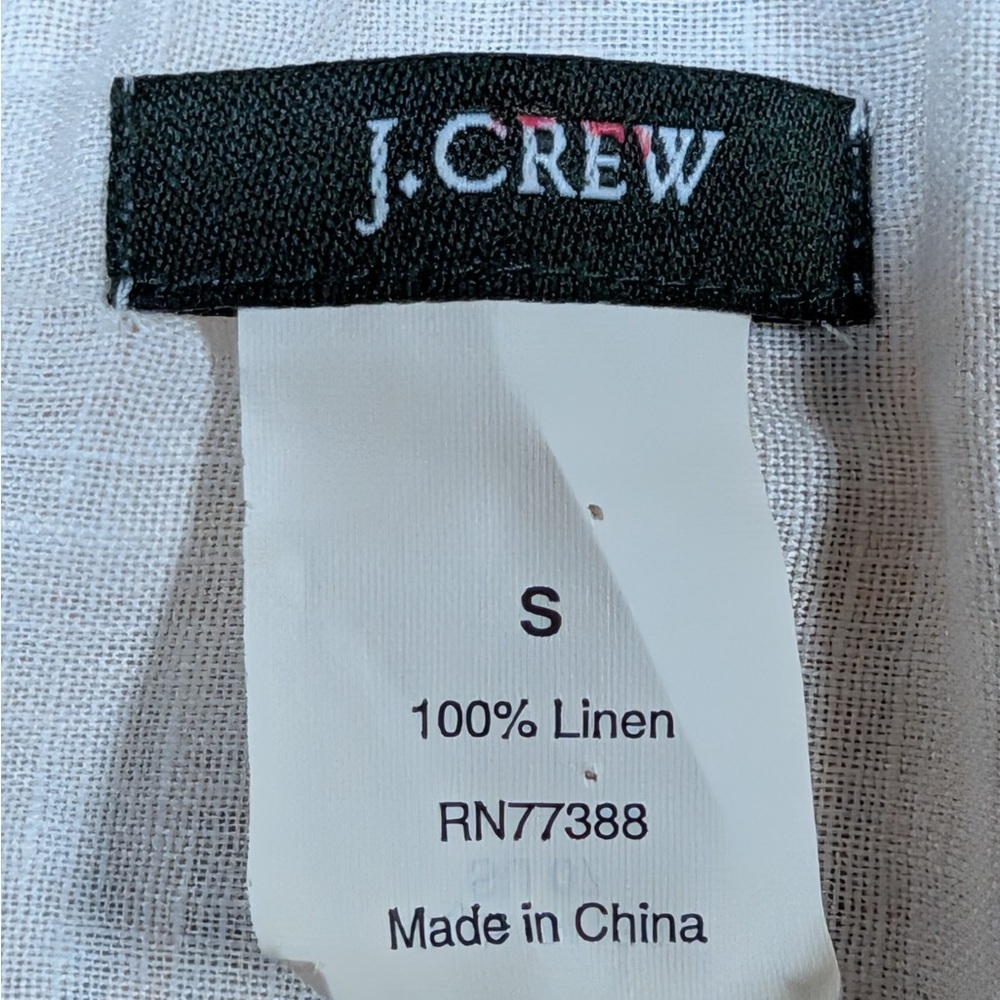 J.Crew White Linen Embroidered Cutwork Boho Blouse Small - Picture 5 of 7